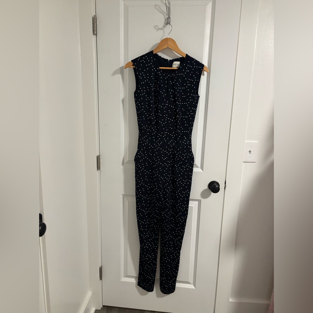 Reiss Navy Polka Dot Sleeveless Jumpsuit - Picture 5 of 12